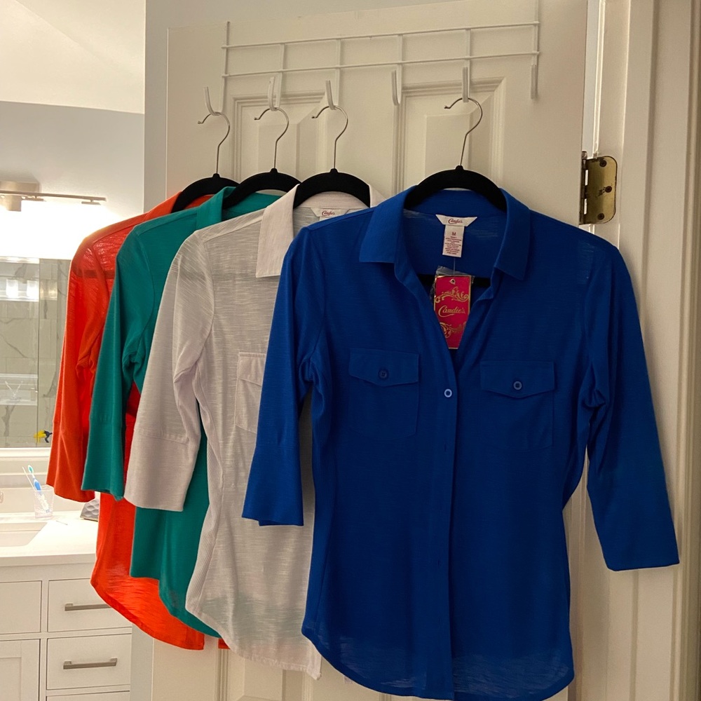 Colorful button down tops (size M)